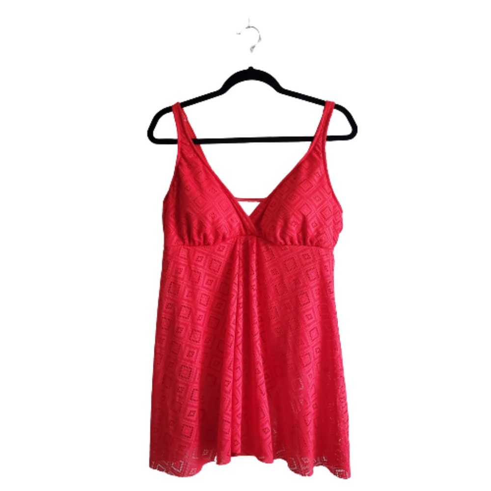 Swim Solutions Crochet Flyaway Tummy Control Swimdress
